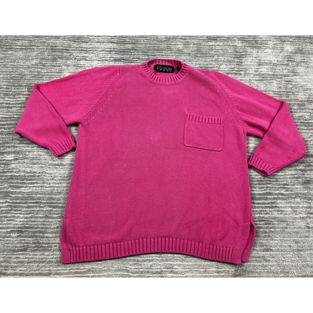 Vintage Chaus Sport Sweater Womens Medium Pink Knit Pocket Hong Kong‎